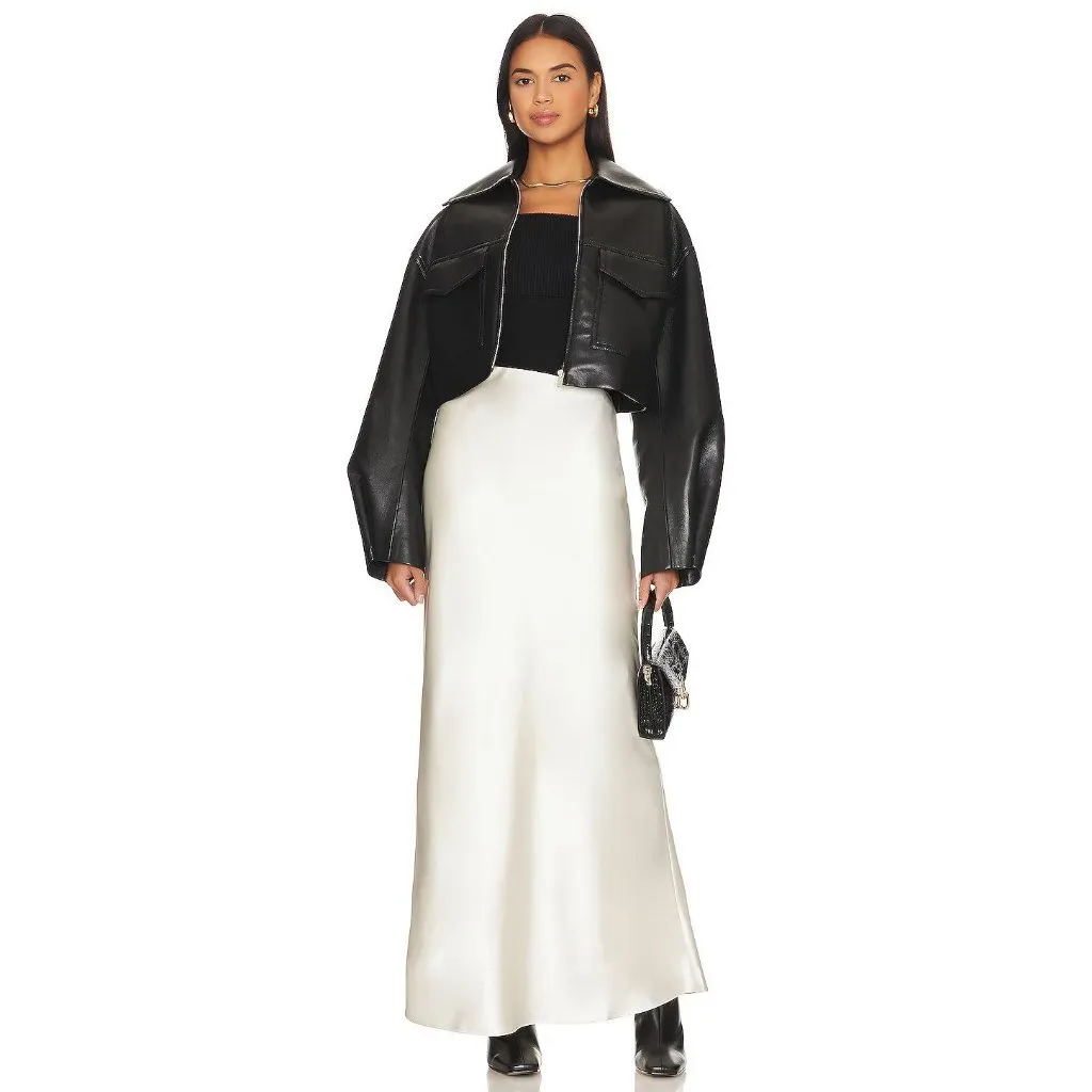 Line & Dot Jordey Pants in Ivory XSmall New Womens Satin Wide Leg Trousers - Image 4