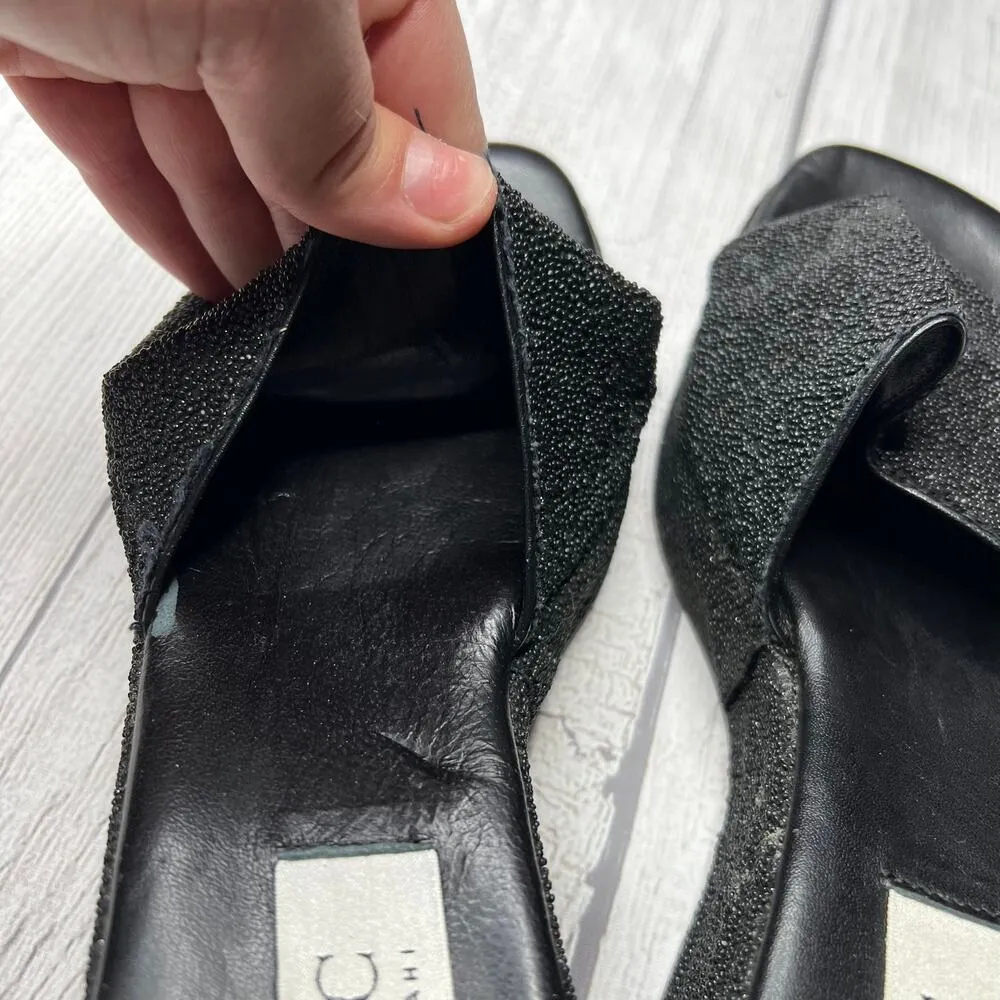 Isaac Isaac Mizrahi Black Platform Wedge Sandals Sparkle Italian Leather Sz 10B - Image 7