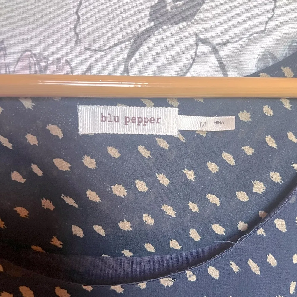 ✨Blu Pepper: Navy Dress with Golden Polka Dots✨ - Image 3