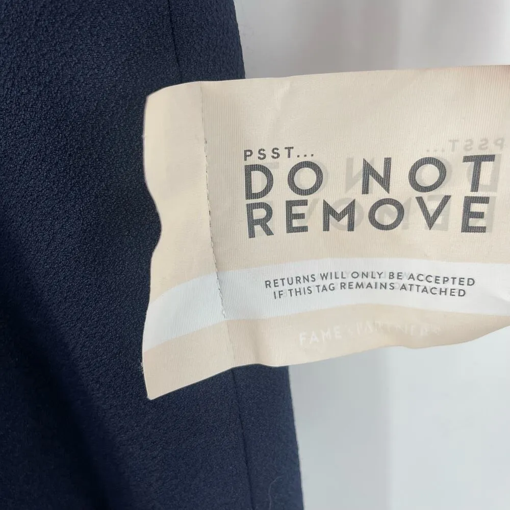 FAME AND PARTNERS Dress Size 0 Maxi Gown Navy Side Slit Buttons Evening NWT - Image 9