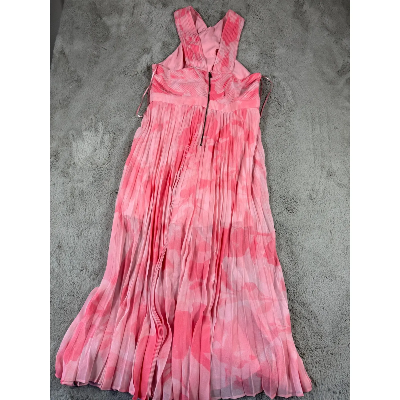 NWT Ted Baker Allover Mirelia Crisscross Halter Pleated‎ Midi Dress Pink L Party - Image 11