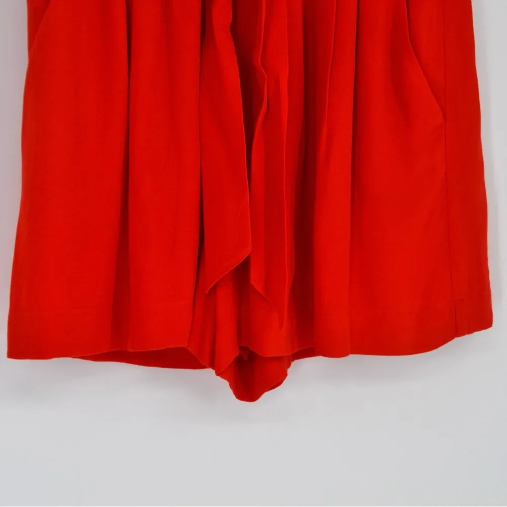 Aritzia Wilfred Georgette High Waist Tie Pleated Shorts in Red Women's S - Image 4