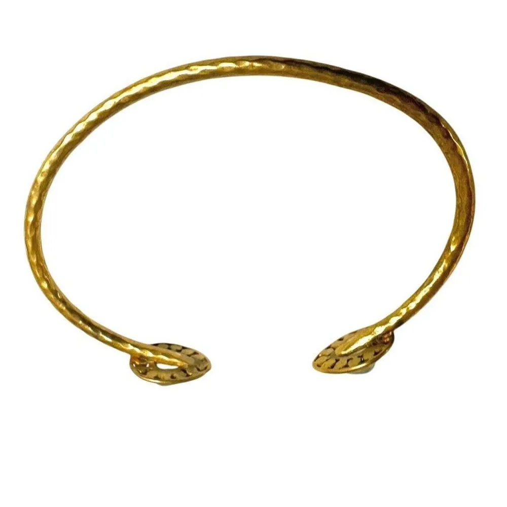 Brass chalcedony open cuff bracelet Gold - Image 4