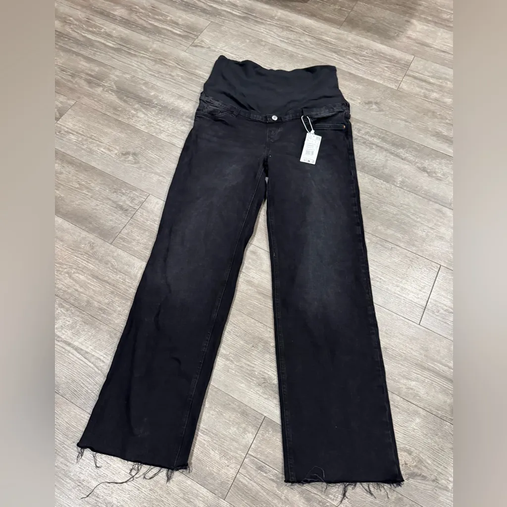 Mango Black Denim wide leg maternity Jeans - Image 9