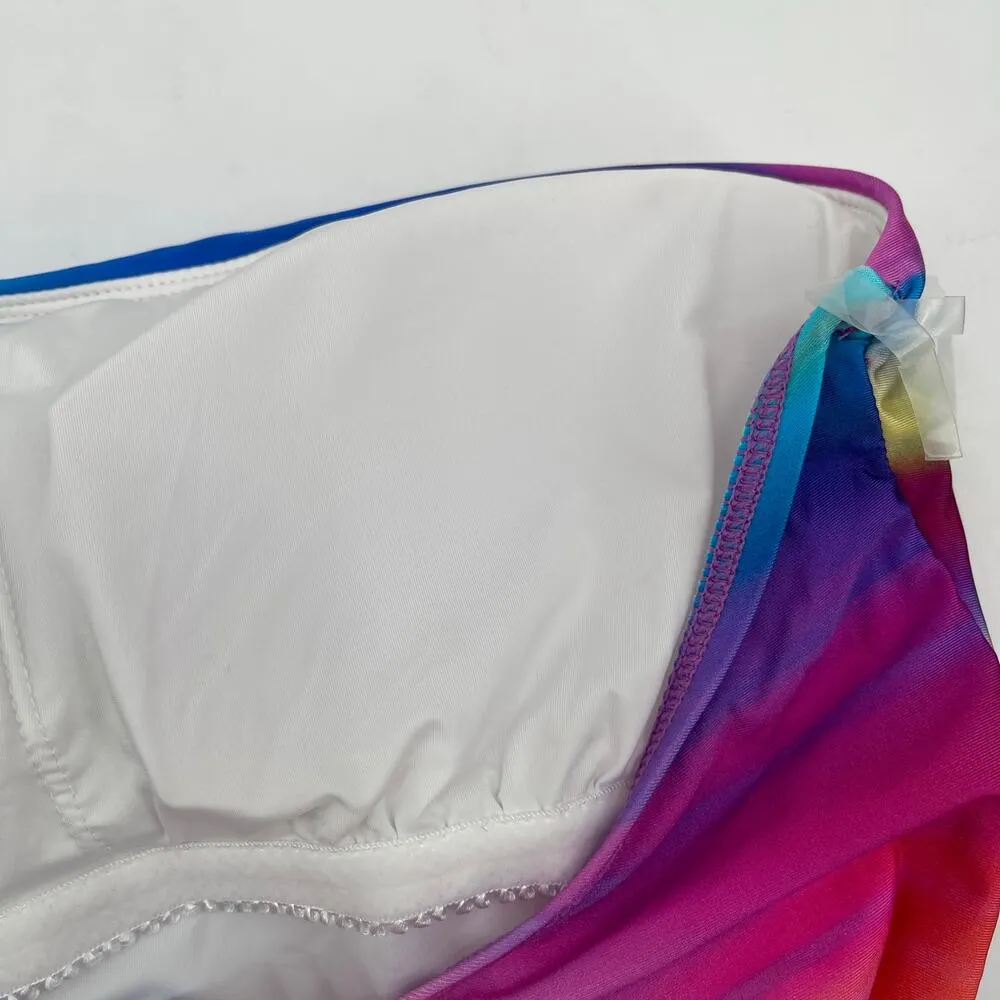 LA BLANCA Sunset Shores Swimsuit SZ 8 One Shoulder Ombre NWT Rainbow Multicolor - Image 9