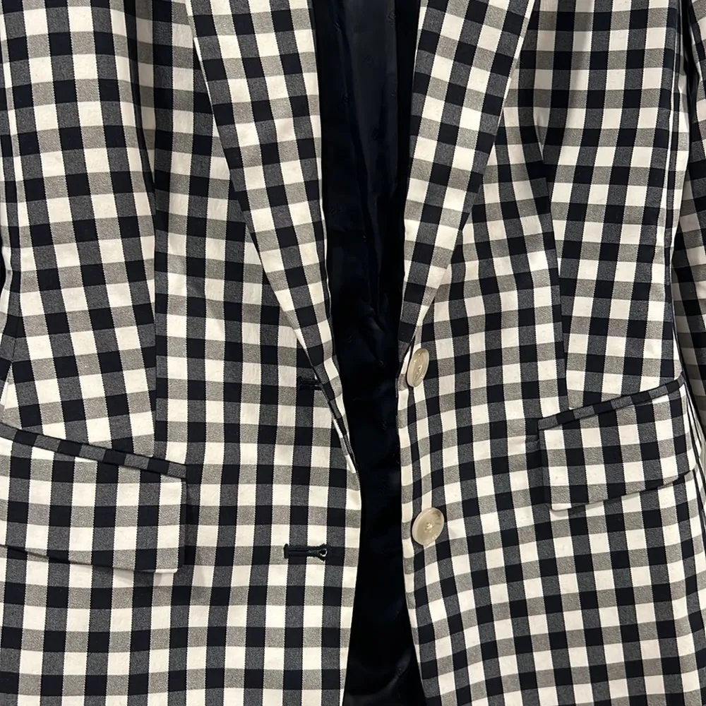 Banana Republic Gingham Blue & White Blazer - Image 3