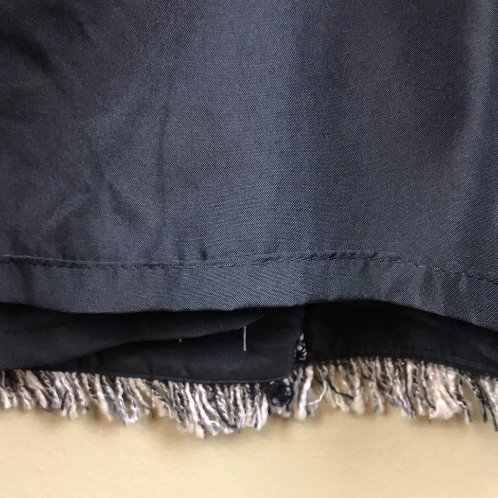 NWT J. Crew Women’s Tweed Fringe Navy Blue and White Sleeveless Sheath Dress - Image 9