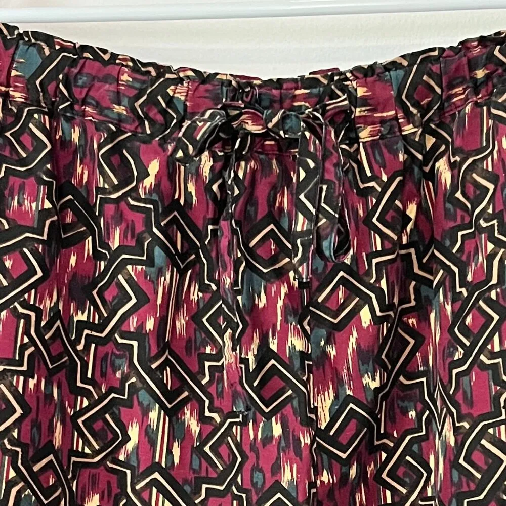 Anna and Frank 100% silk pull on pants size large art deco abstract geometric Red - Image 5