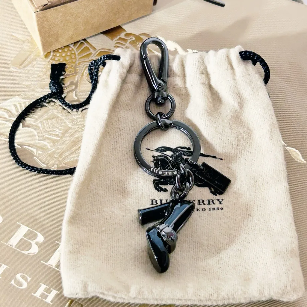 Authentic Burberry New Dark Gunmetal Bag Charm / Keychain - Image 7