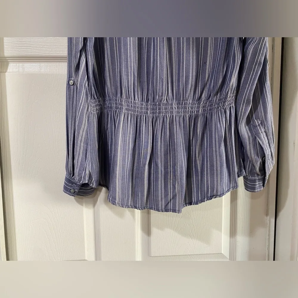 Vintage America Women's Long Sleeve Gray Blue Flannel Collared Shirt Top Size M Size M - Image 6