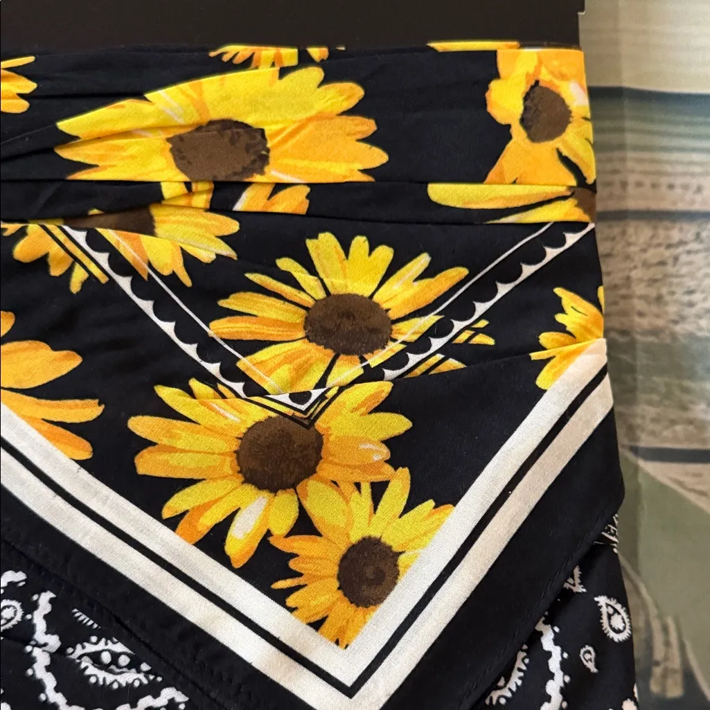 NWT Steve Madden Yellow and Black Sunflower Bandana 2PC Set - Image 3