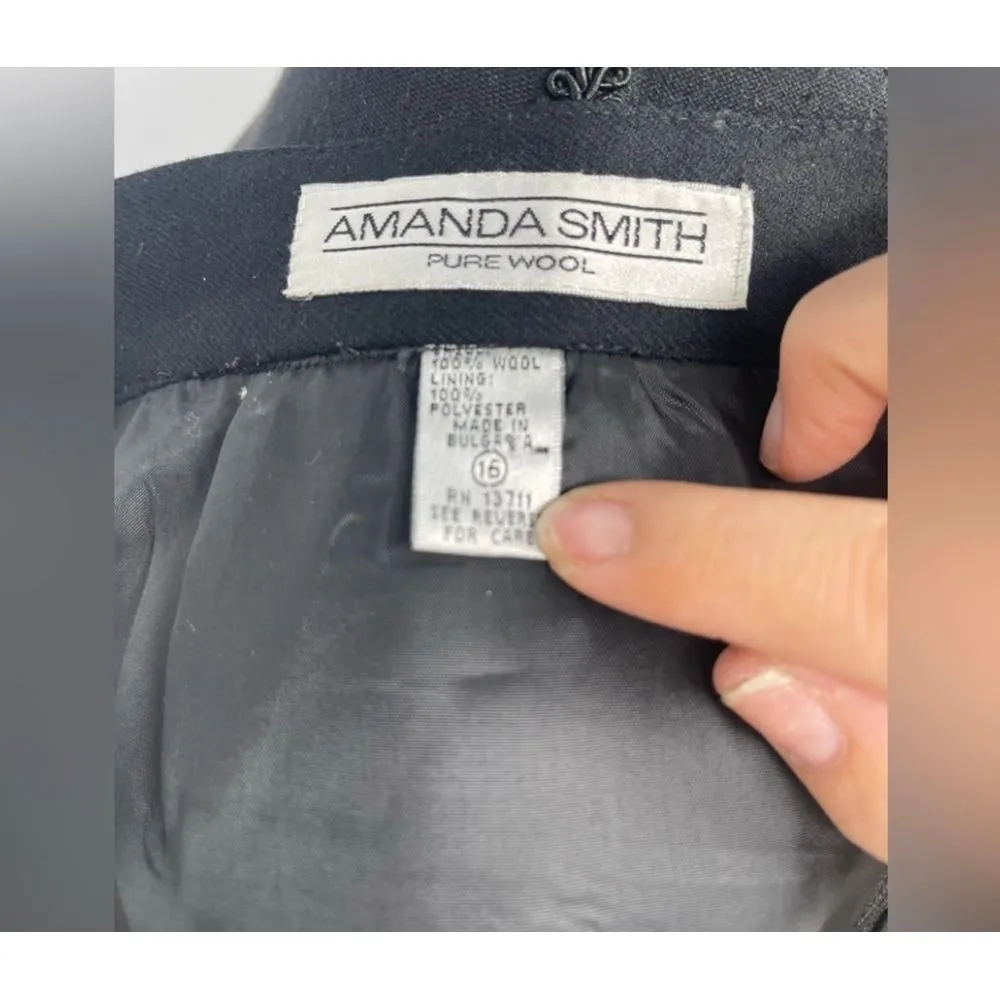 Amanda Smith Pure Wool black Pencil Skirt Classic Office Wear size 16 - Image 2