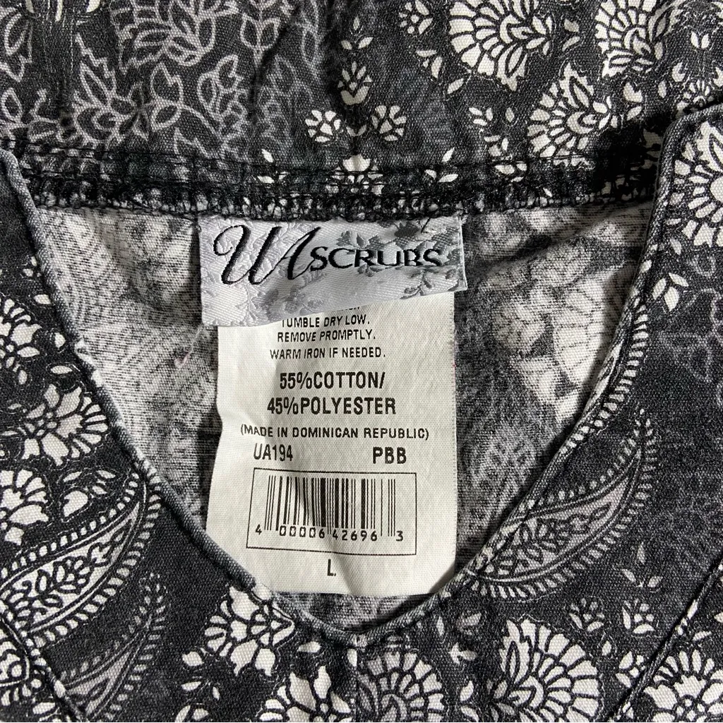 UA Scrubs Black White Bohemian Motif 4 - Image 3
