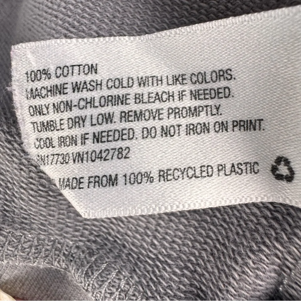 TOMS Women's Large ZIP-UP‎ HOODIE Gray 100% Cotton Longer Length - Image 7