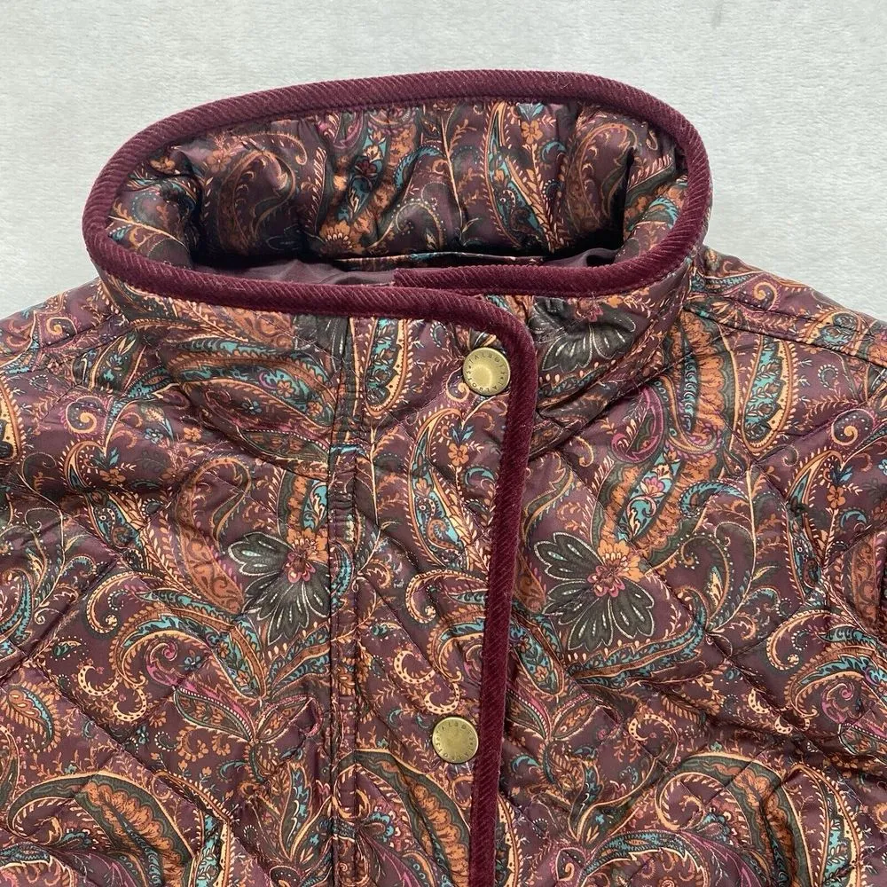 Talbots Jackets Womens S Petite Quilted Paisley Corduroy trim art to‎ wear boho - Image 3