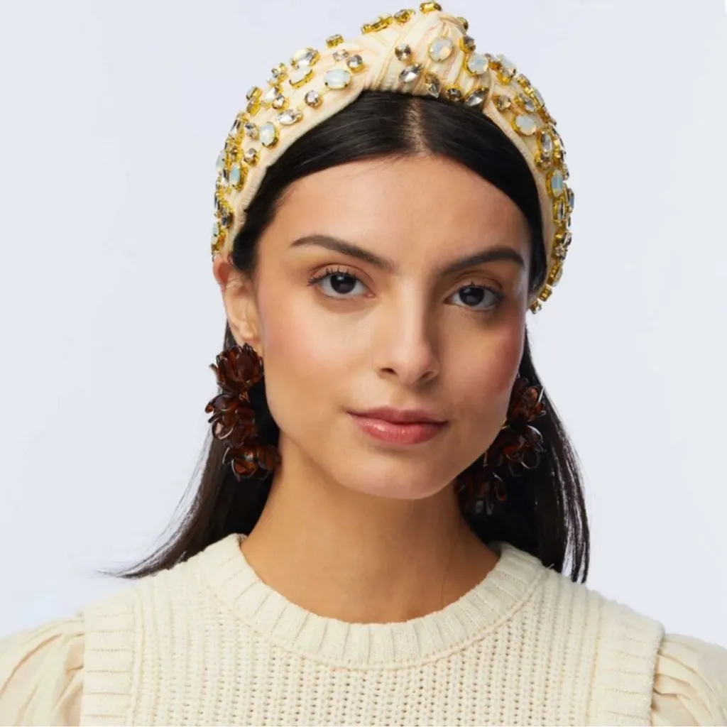 Lele Sadoughi
Embellished Striped Cotton Knotted Headband - Image 2