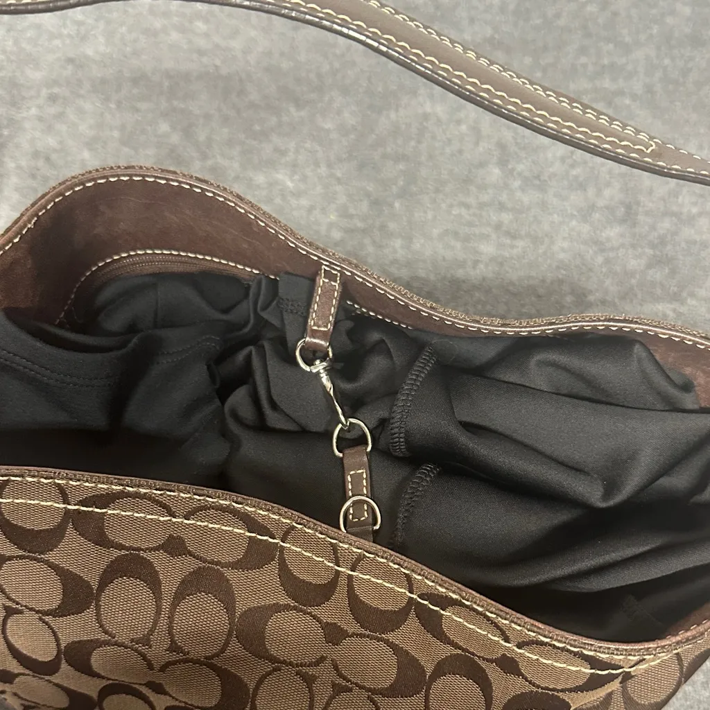 Coach Brown Patterned Hobo Bag - Image 11