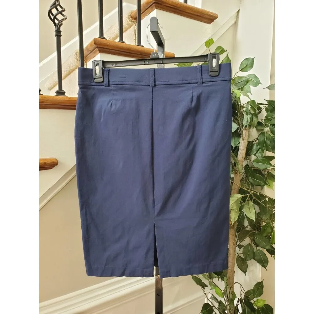 NY Collection Women's Blue Rayon Pull on Straight Knee Length Skirts Size Large - Image 6