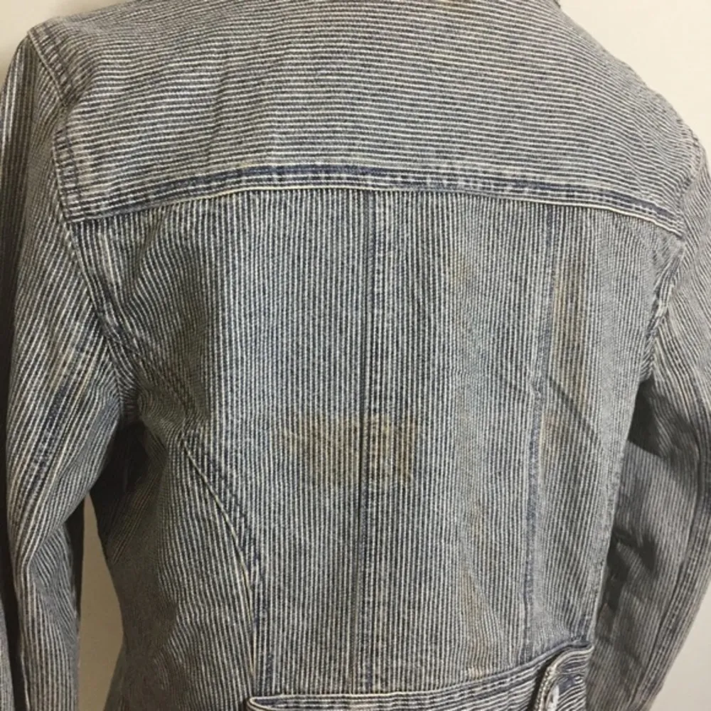 NWOT  Distressed Denim Pinstripe Jacket - Image 3
