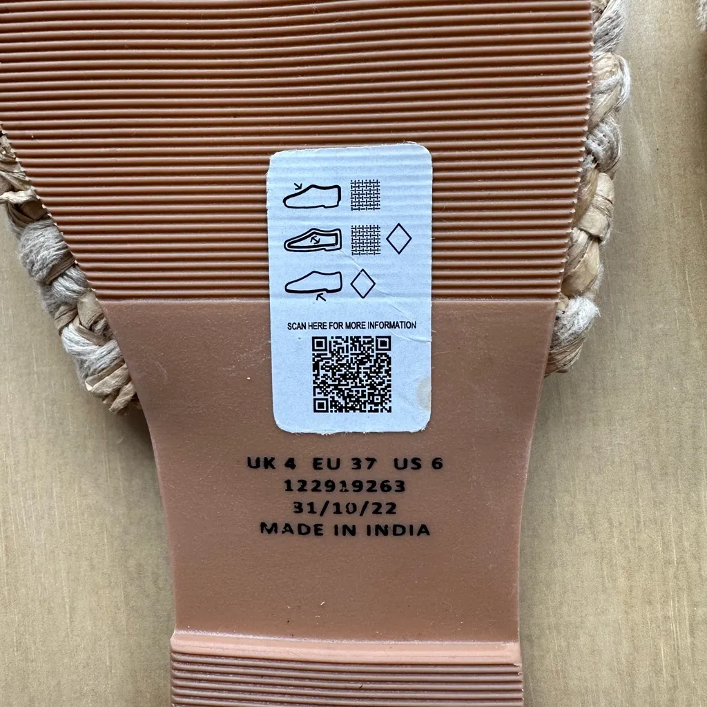 Asos Design Wide Fit Flossie Woven Flat Sandal Natural Color (US WIDE 6) - Image 3