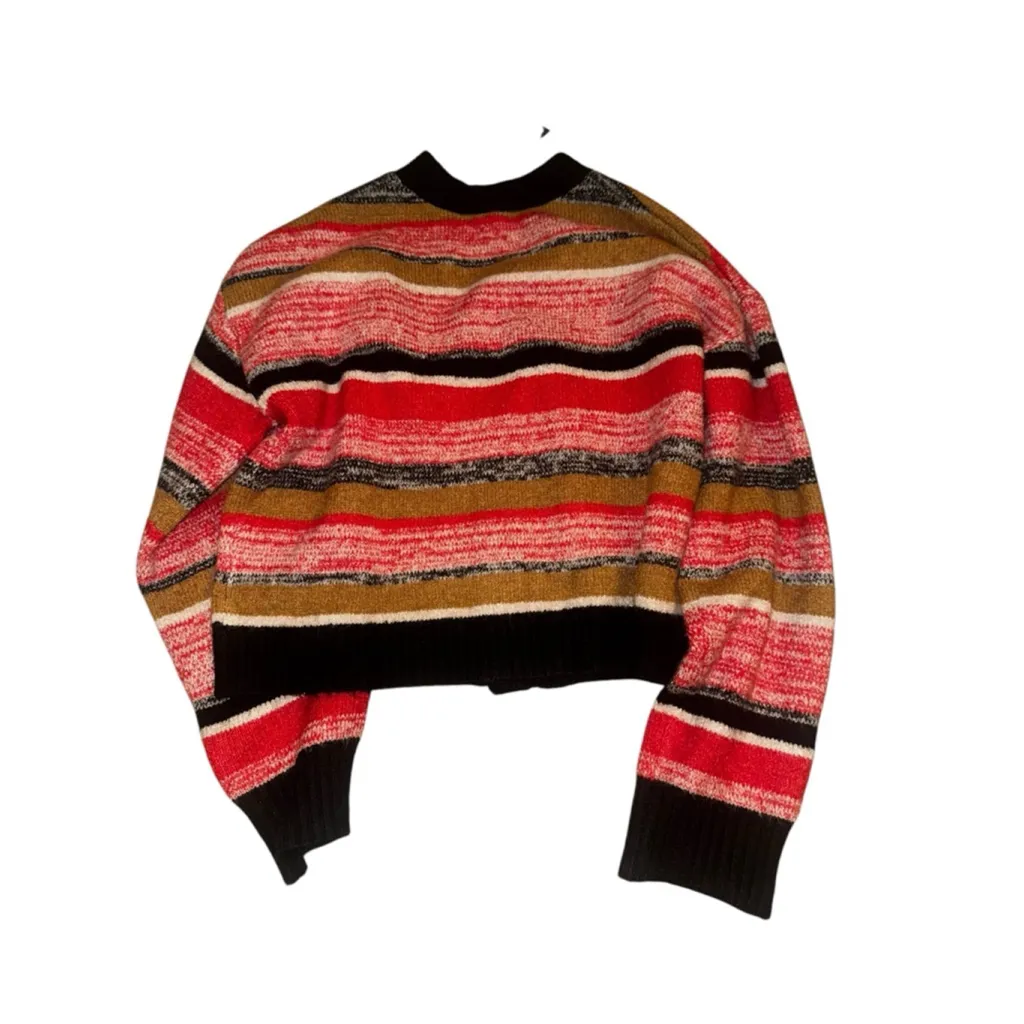 Women's BP. Red Black Striped Cropped Cardigan Sweater Size S - Image 2