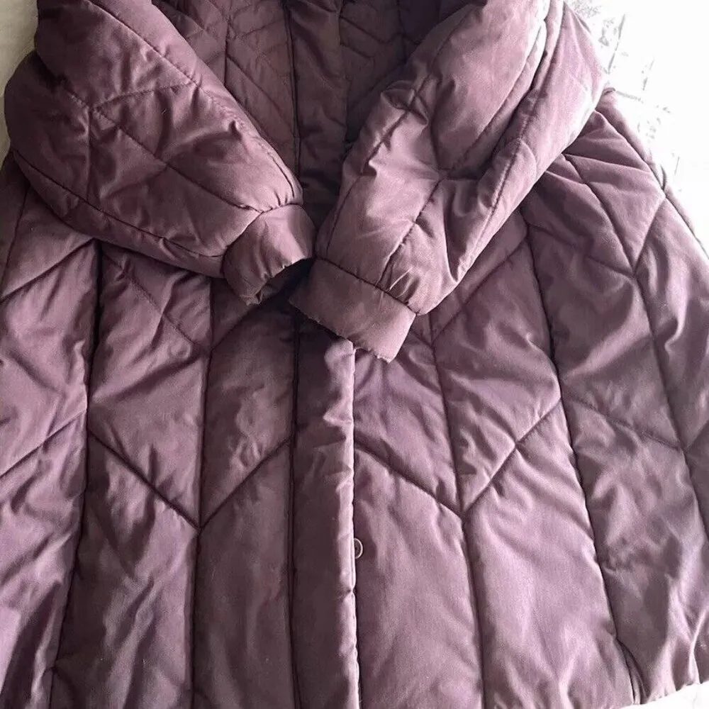 Vintage Saxton Hall Women’s Purple Quilted Warm Midi Jacket Puffy Coat Size M Size M - Image 2