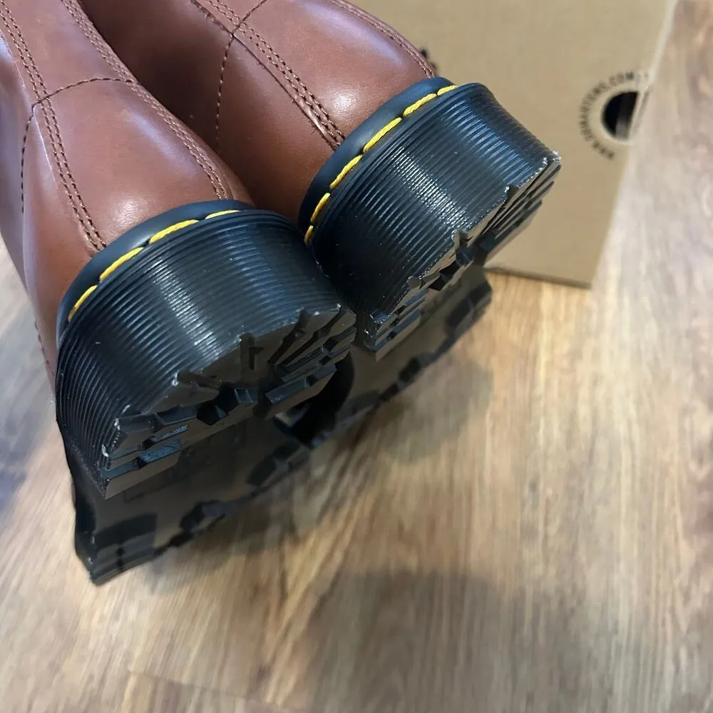 DR MARTENS 1460 Serena brown leather fur lace up boots booties shoes women’s 7 - Image 6