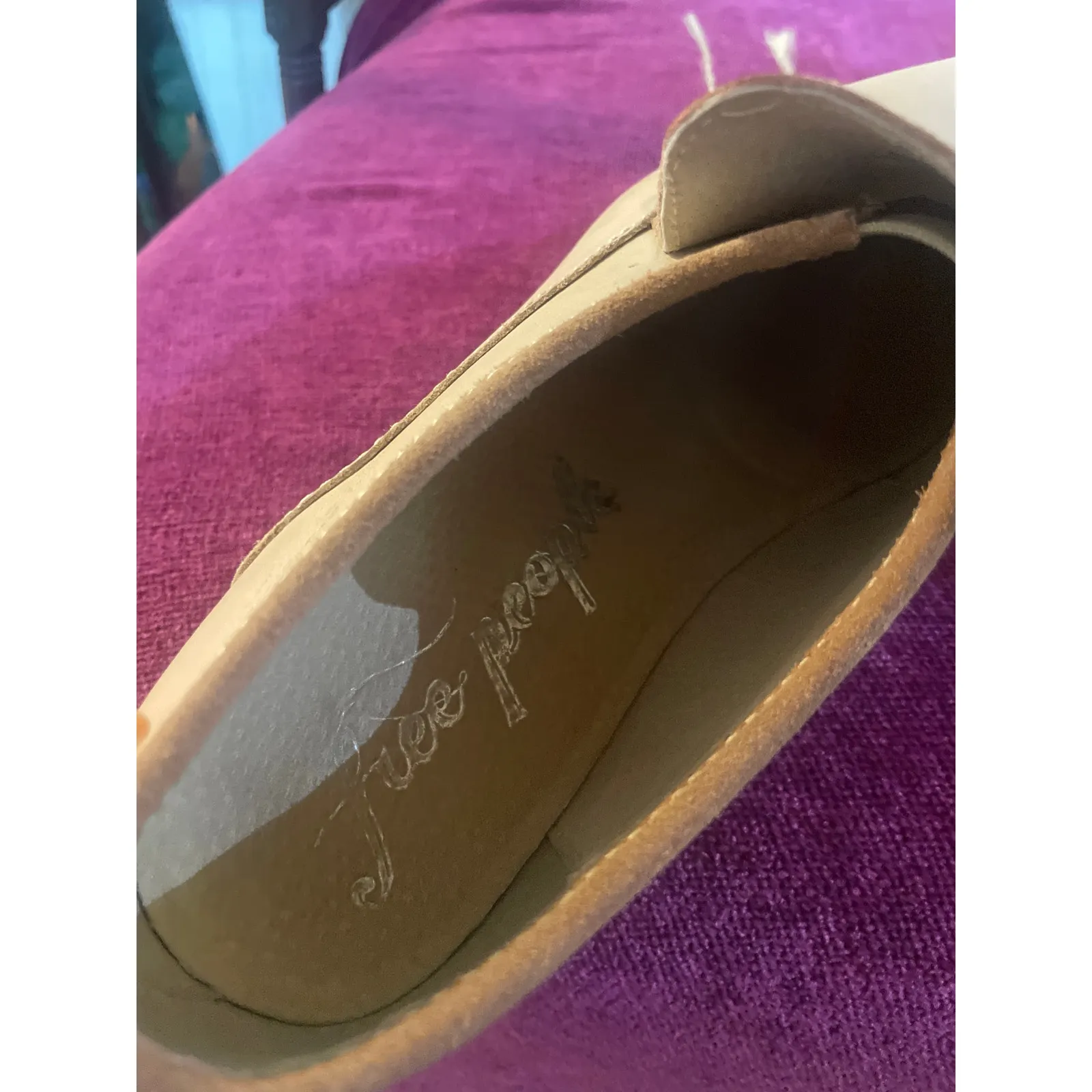 FREE PEOPLE Casey Loafer Shoes 70s DISCO COUNTRY CHIC Leather Flat Size 39 8.5 9 - Image 5