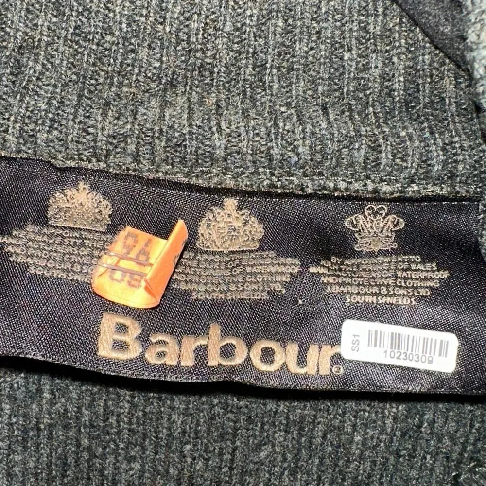 Barbour Vintage Green Wool Full Zip Quilted Sweater Jacket - Image 5