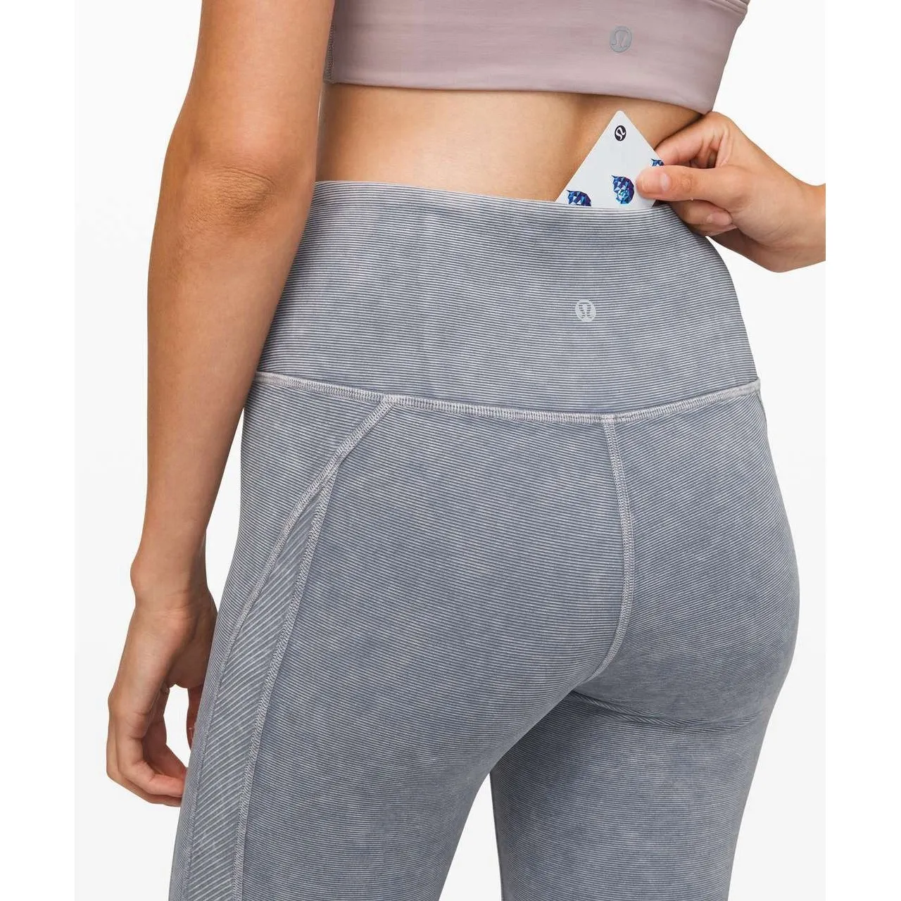 Lululemon Wunder Under High Rise Tight Snow Washed Luna 28"‎ Ribbed Yoga Size 8 - Image 4