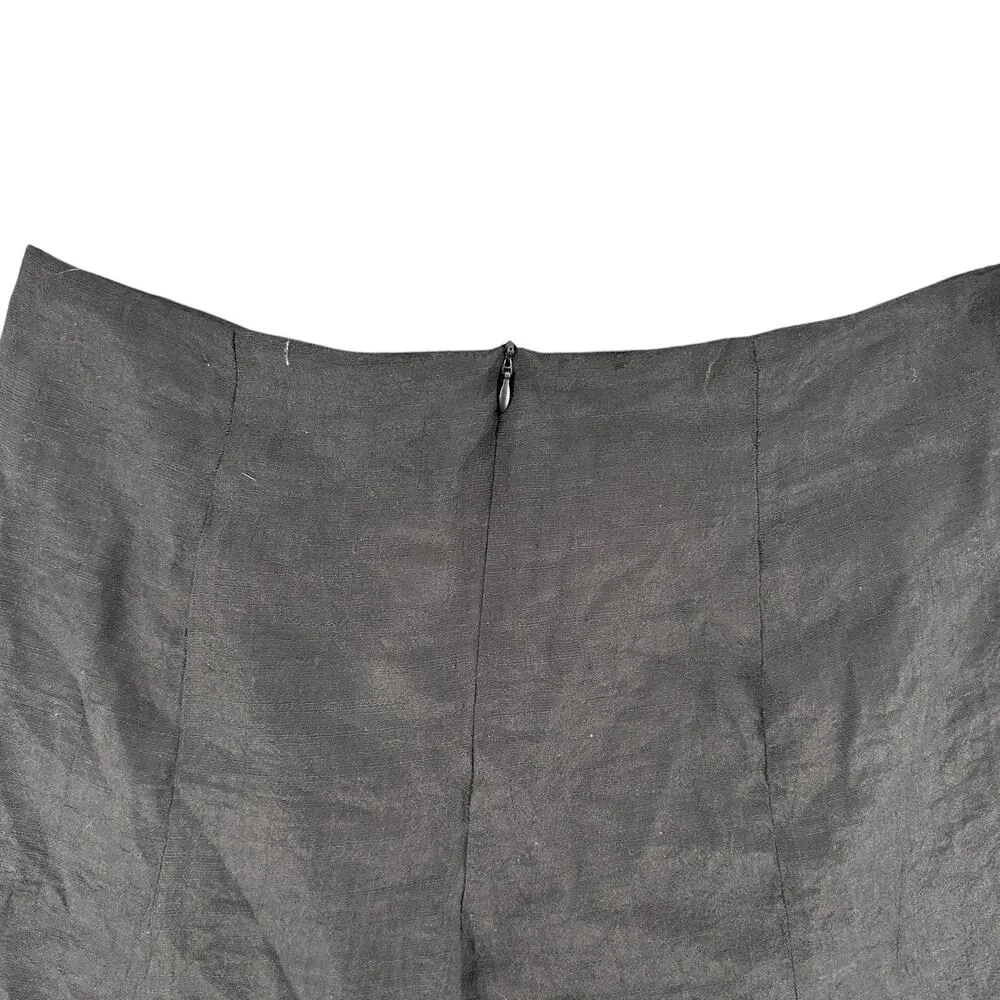 Vintage Moa Moa Black Midi Flair Skirt Rose Embellishments Goth Fairy Grunge L - Image 3