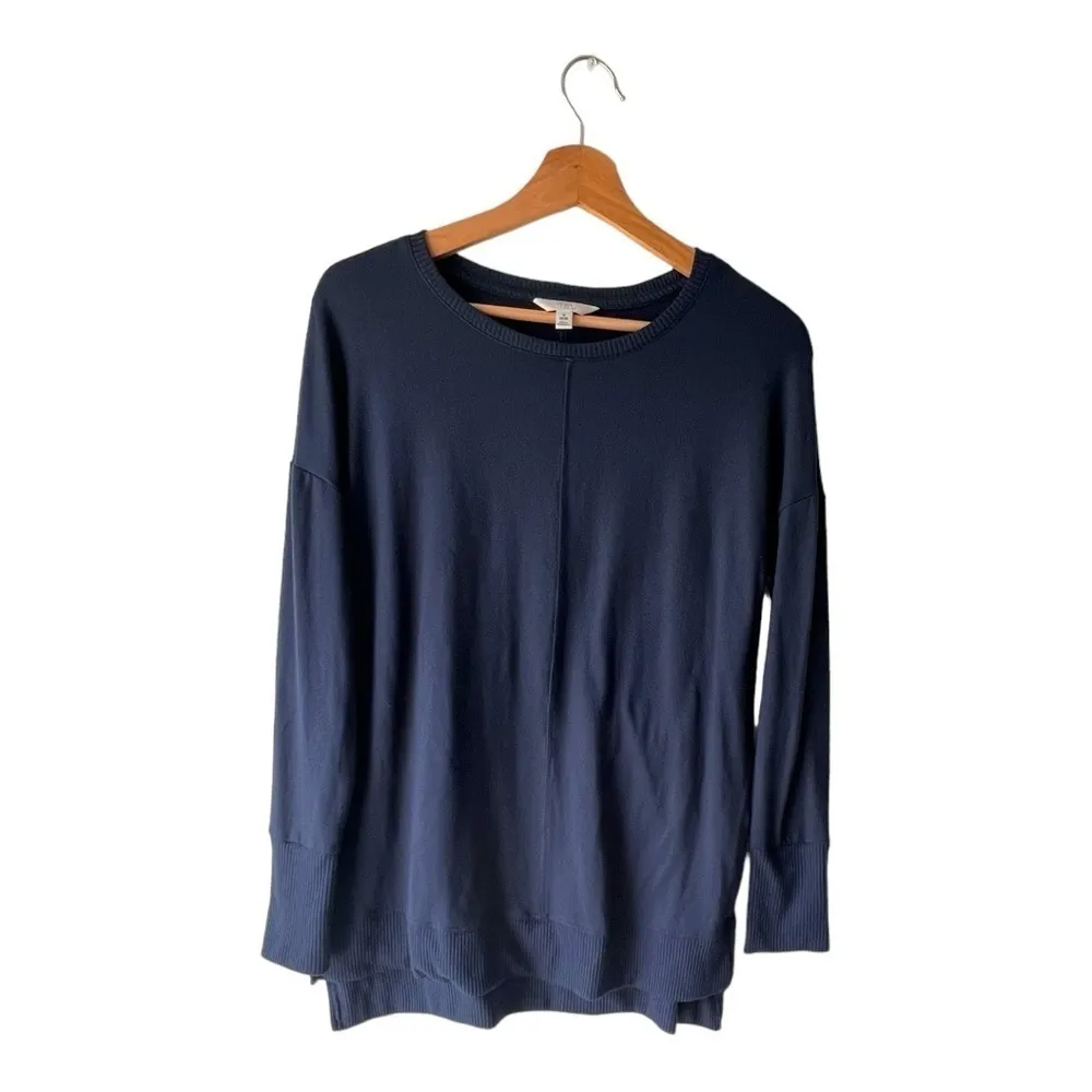 Women's sweatershirt crewneck casual pullover long sleeve rounded top Blue S. - Image 5