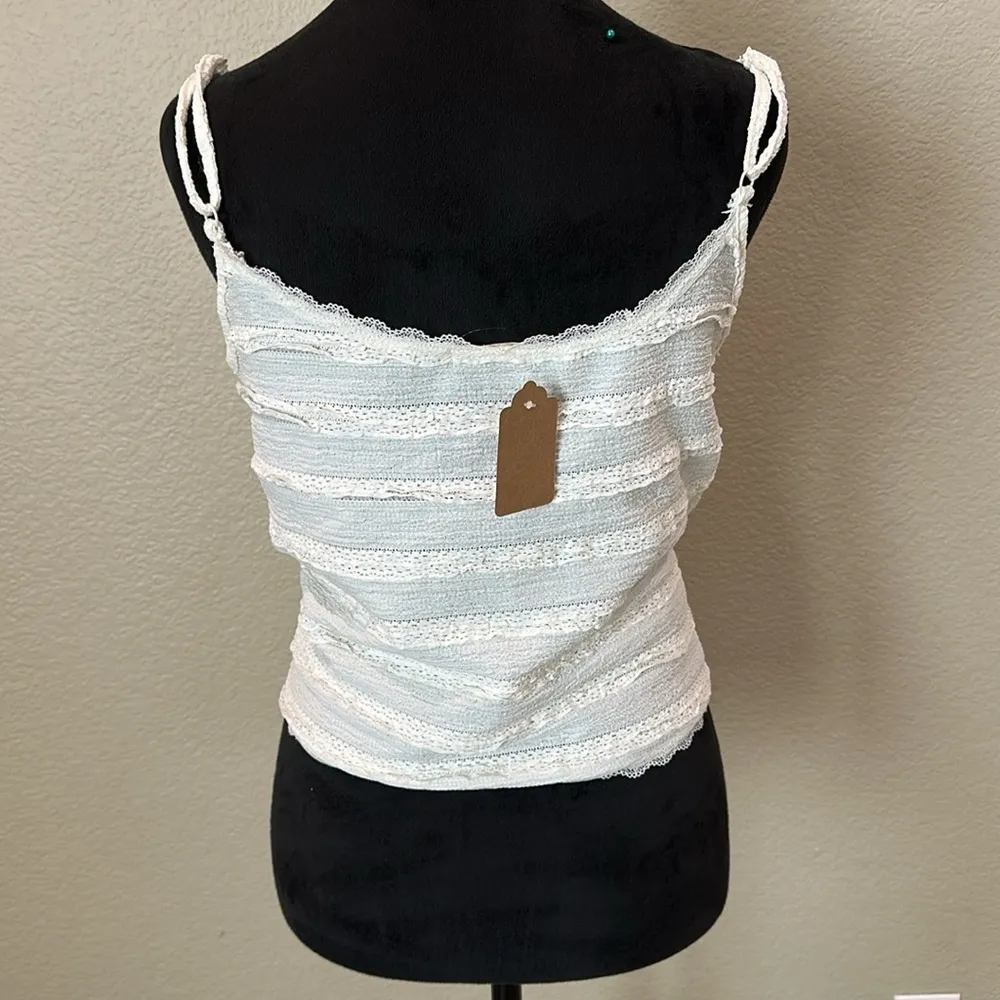 Women's White Lace Trim Tank Top Size L - Image 6