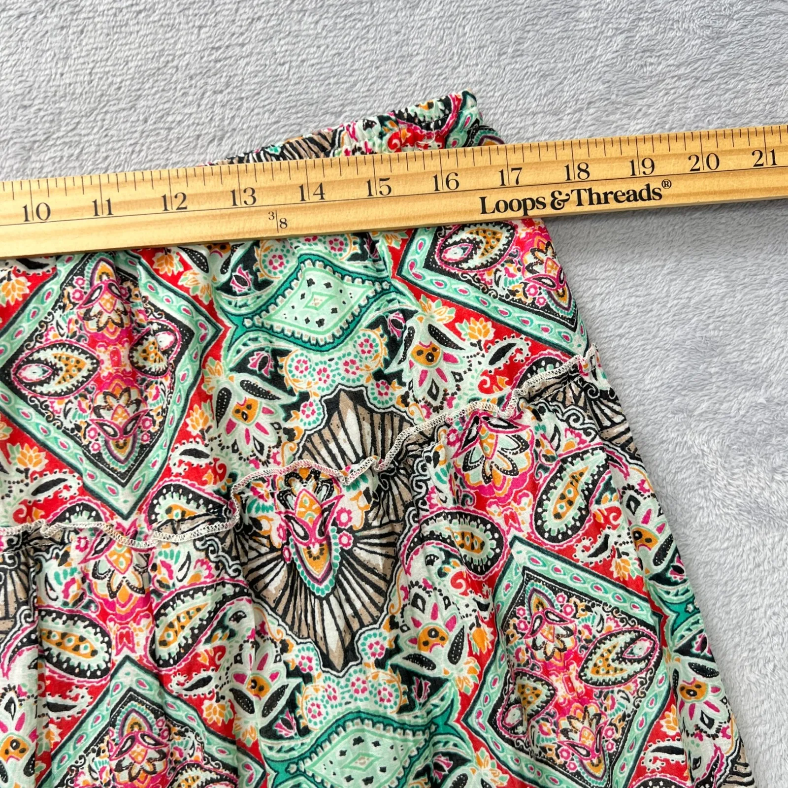 Style & Co. Maxi Skirt Petite Boho Print Tiered Ruffle Hem Elastic Waist‎ PLarge - Image 6