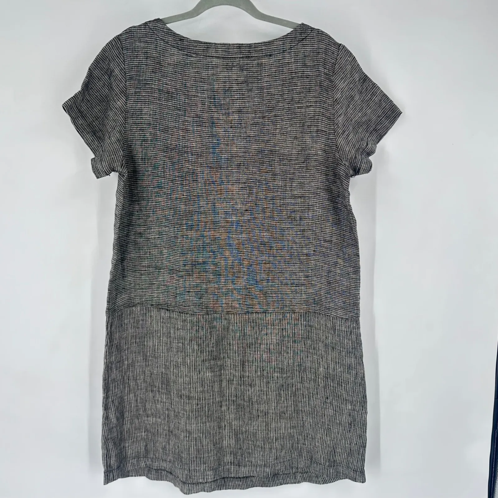 Garnet Hill‎ Linen Striped Tunic Shift Dress Size 10 Short Sleeve Drop Waist - Image 7