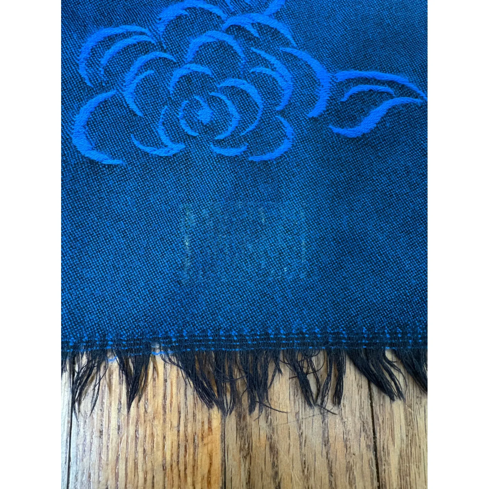 Vintage Christian Dior Echarpes 100% Merino Wool Blue Rose Scarf West Germany - Image 8