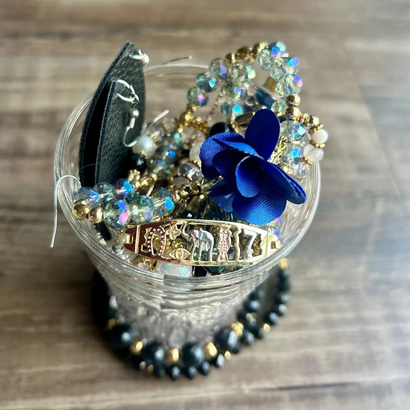 Mystery Jewelry Jar! Beautiful Royal Blue, Gold Tones, Flair! All Wearable! - Image 6