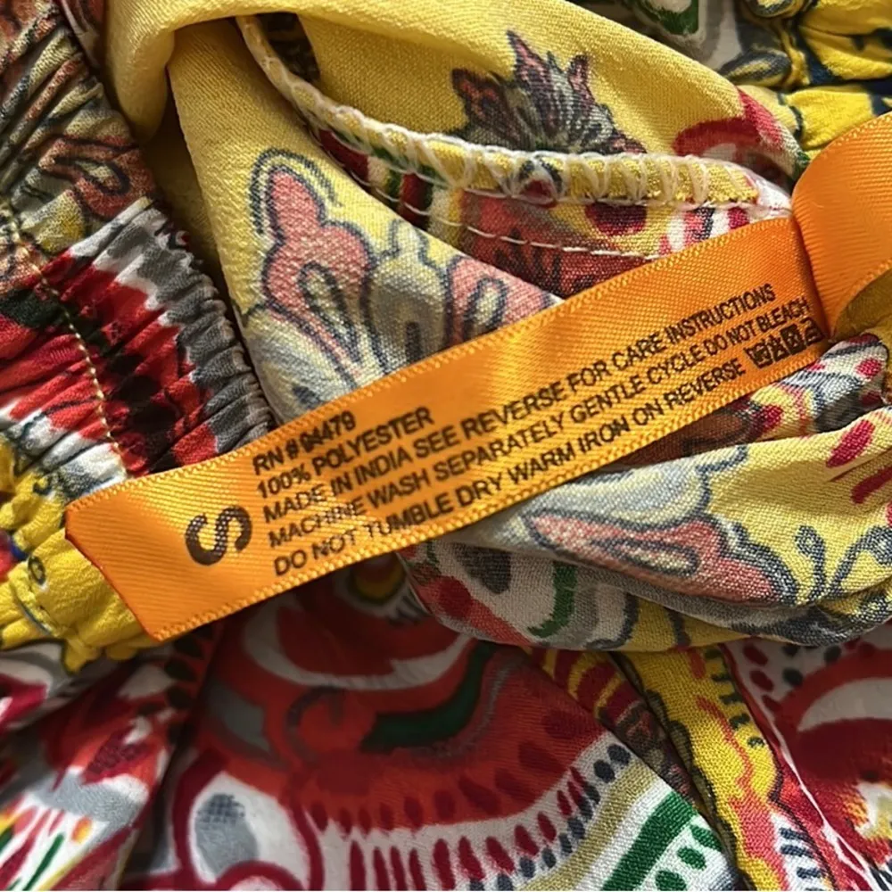 Paisley Skirt Gold Bright Colorful Flare Floral S Small Yellow - Image 4