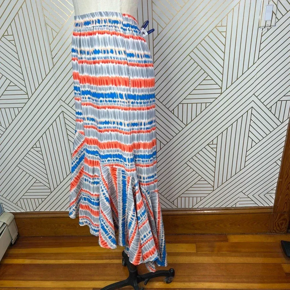 Tolani Miri Tiered Wrap‎ Maxi Skirt in Red Orange Blue Size US Small - Image 7