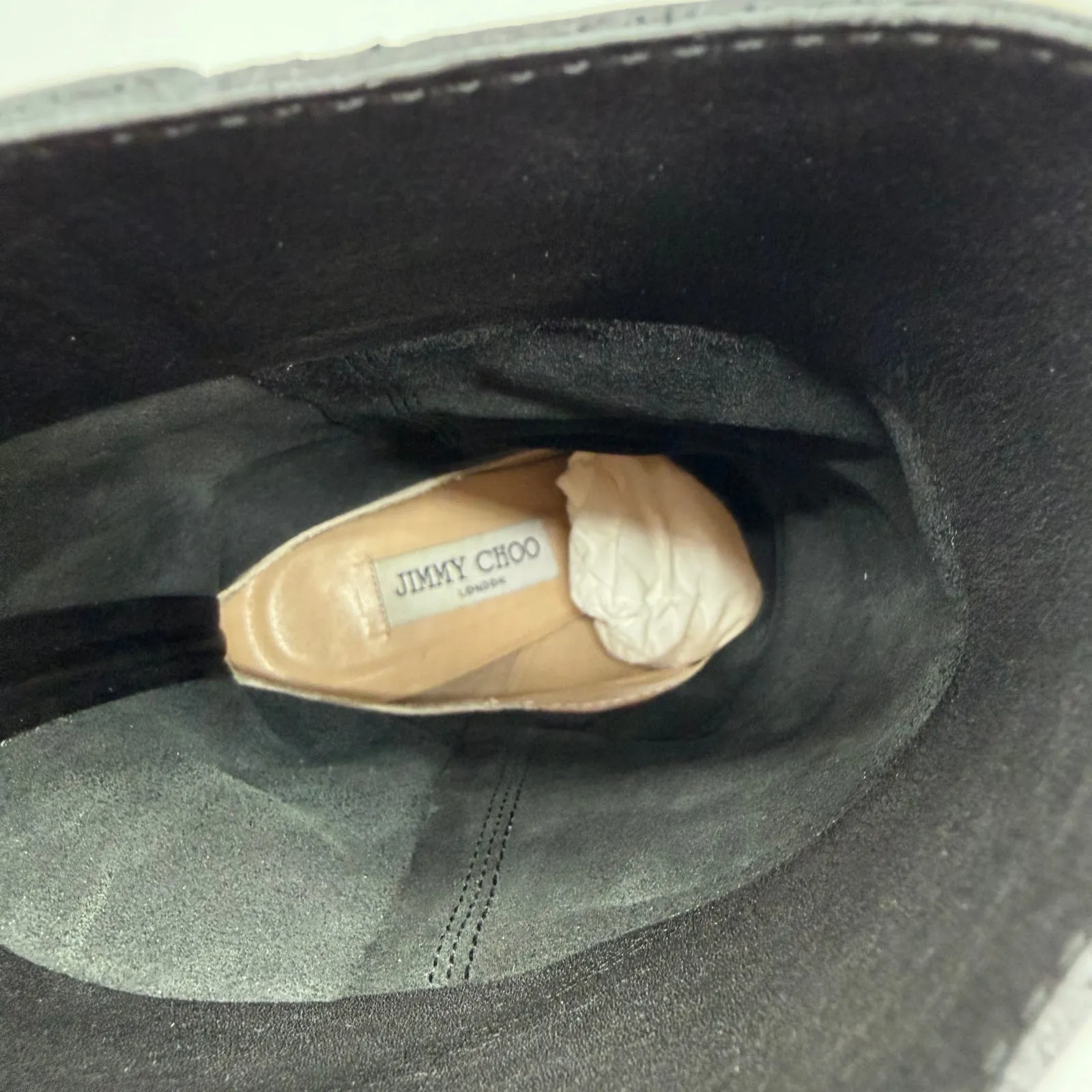 Jimmy Choo Black Soft Leather Sophisticated Pull On Mid Calf Heel Boots 38.5 - Image 3