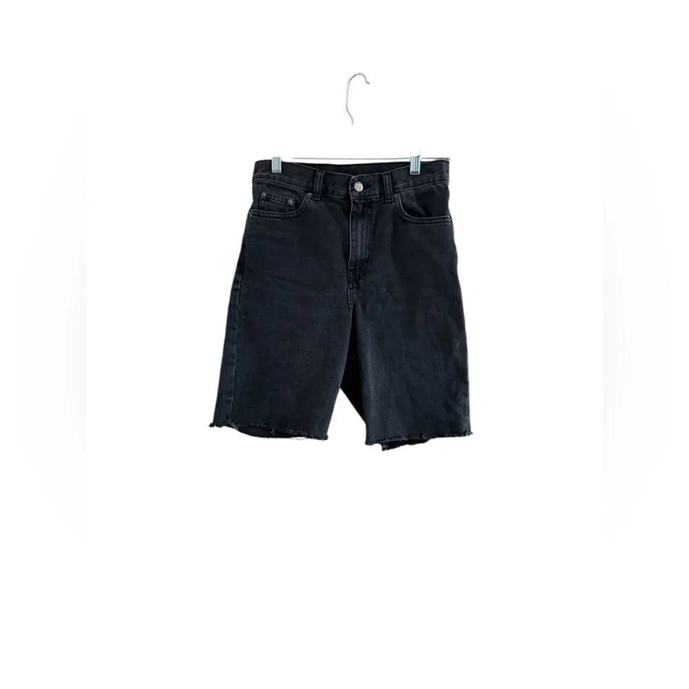 Dr Denim Black Highway Stitch Wide Leg Shorts Size 28 - Image 11