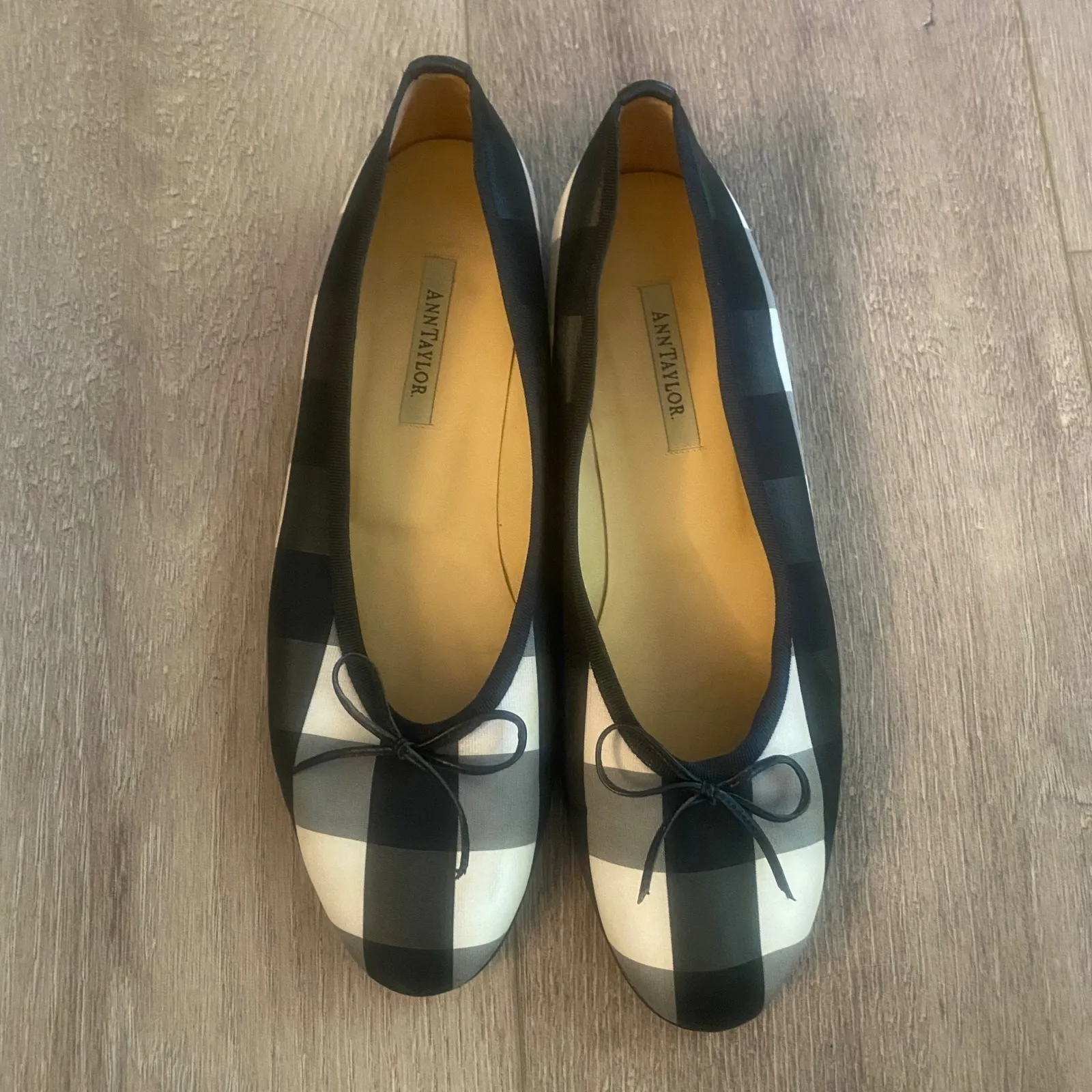 Ann Taylor Vintage‎ Black White Gingham Ballet Flats Size 9.5 NEW - Image 2
