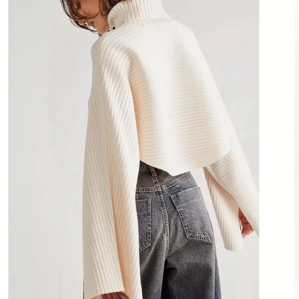 Free People Billie Mock Neck Crop Pullover Sweater NWT Champagne Dreams Ivory XS - Image 2