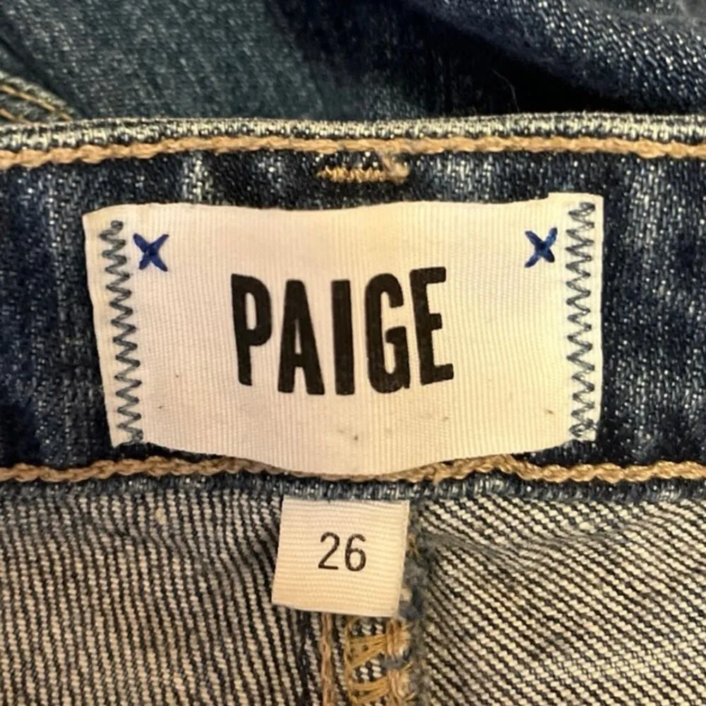 Paige Jacqueline Straight Women's Blue Lace Up Cropped Denim Jeans Size 26 - Image 6