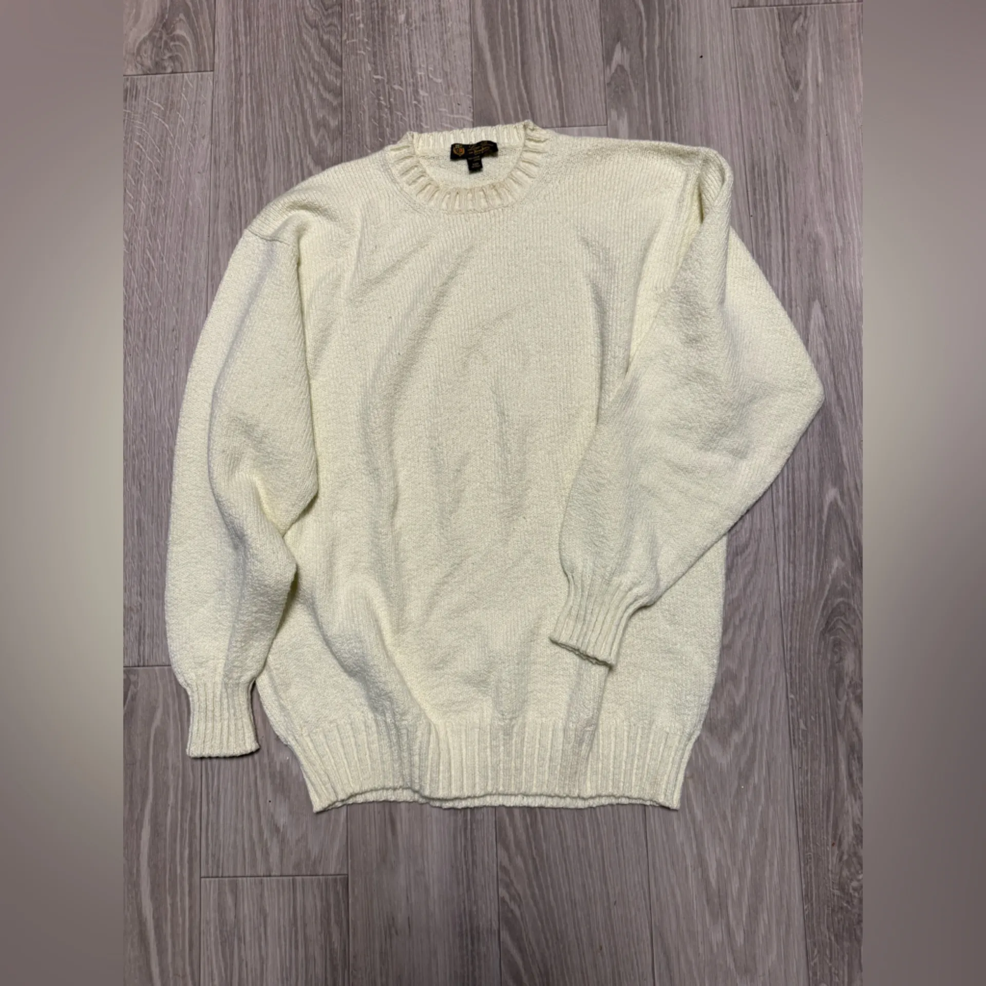 Loro Piana for Neumann Marcus 100% cotton yellow/Cream Knit Sweater - Image 3