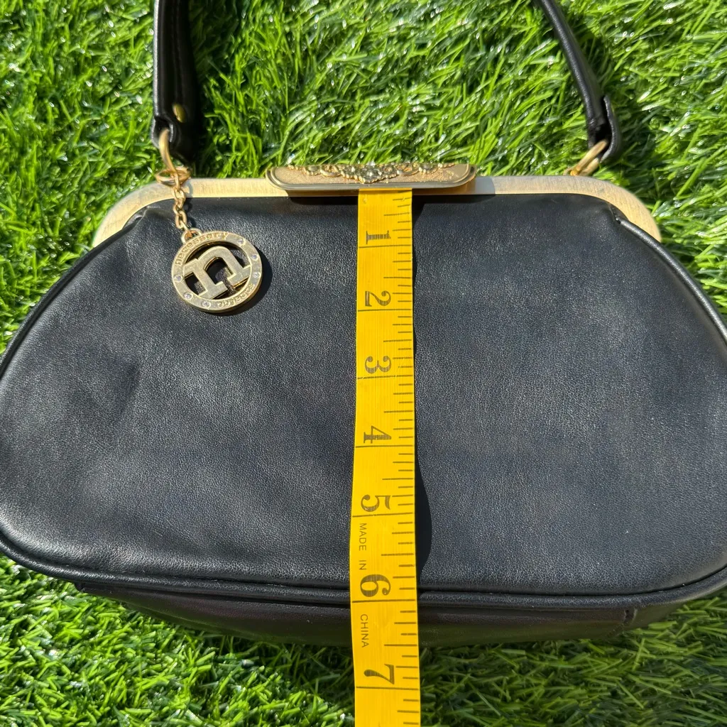Necessary Objects  Elegant Black Handbag with Gold Accents - Image 8