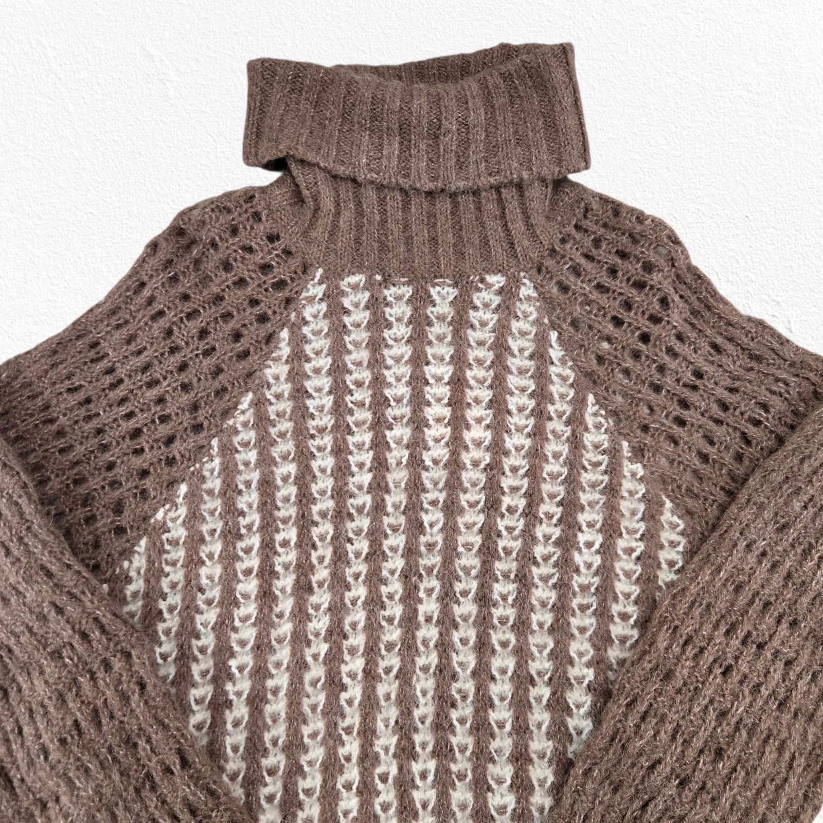 byTiMo Brown Cream Alpaca Blend Knit Turtleneck Maxi Sweater Dress Size Small - Image 2