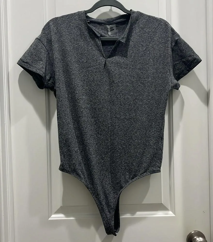Gymshark Power Down Gray Thong Bodysuit Grey Sz S - Image 2