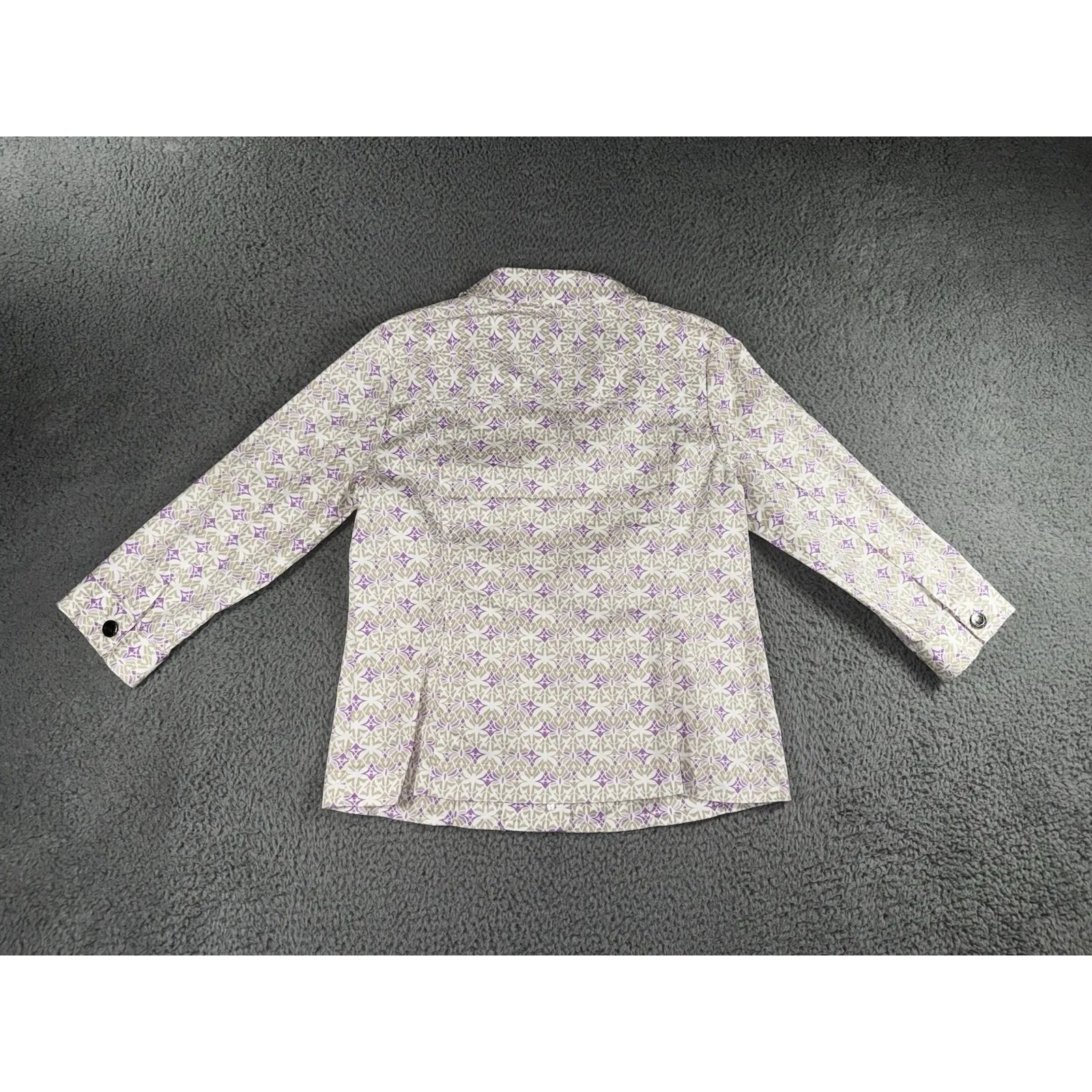 Christopher & Banks Jacket Women Small Geometric Abstract Collared Button Front‎ - Image 2