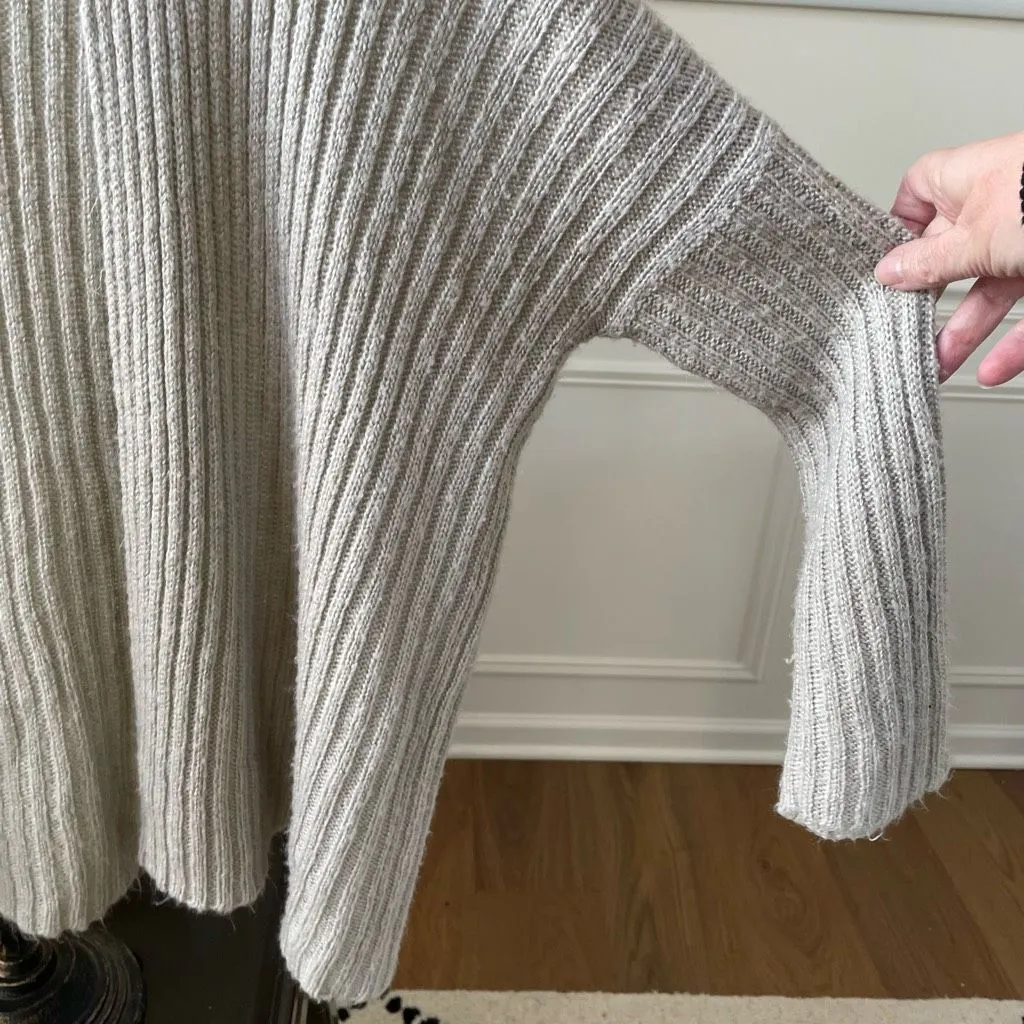 Wooden Ships Beige Ribbed Mohair Wool Open Front Cardigan Sweater XS S - Image 4